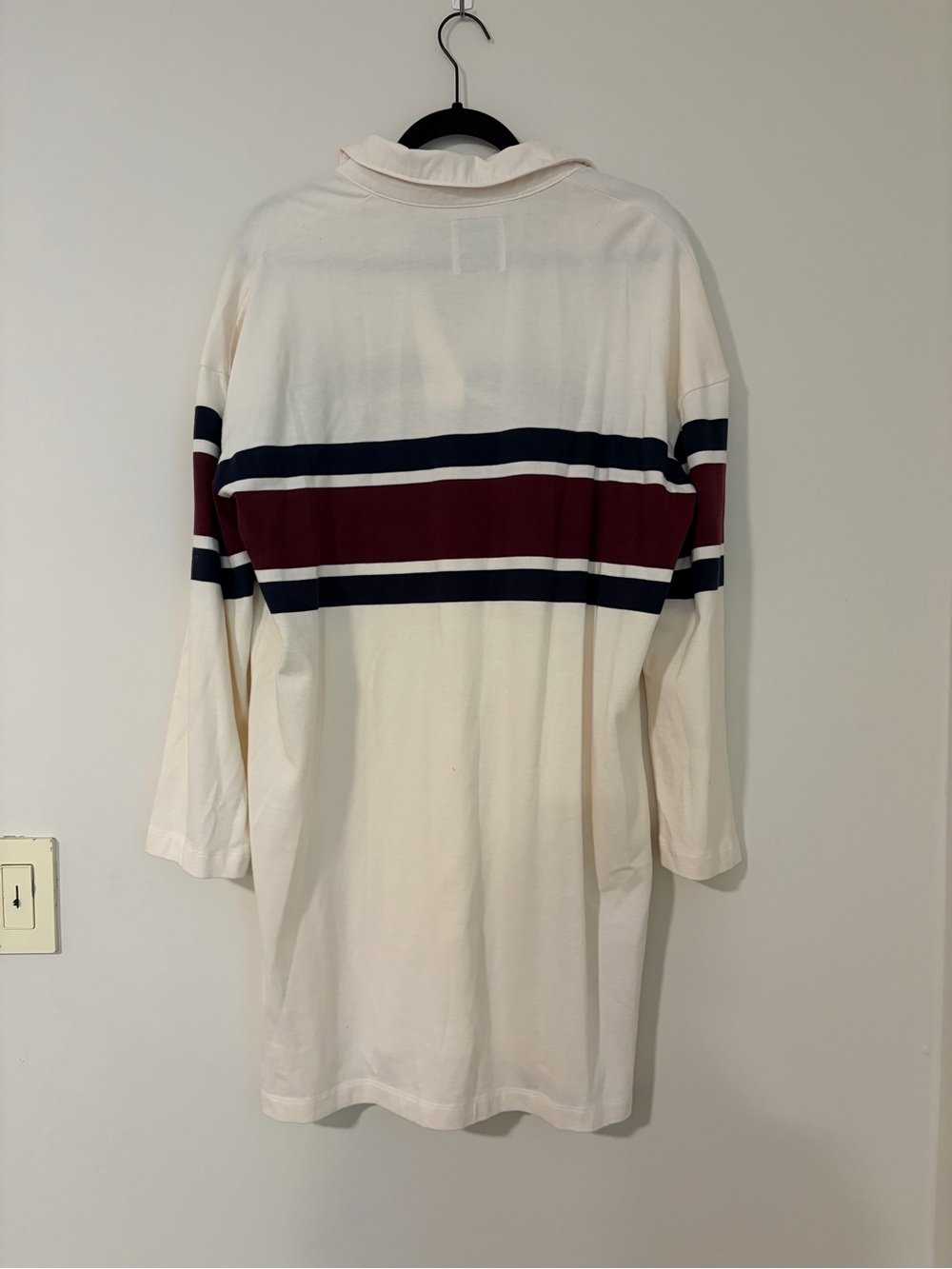 Abercrombie White Rugby/Polo Shirt Dress with Navy & Burgundy Stripes - Picture 4 of 4